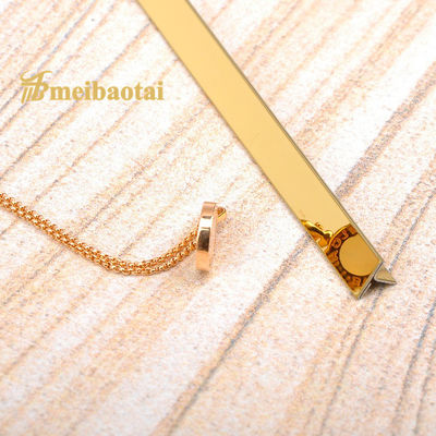 T6 Shape Golden Coated V Grooved Stainless Steel Tile Trim for Backsplash and Wall Protection