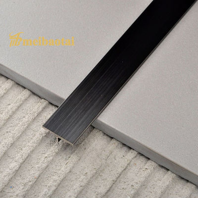 304 Stainless Steel T Shape Tile Trim with Hairline Surface and Black PVD Coating