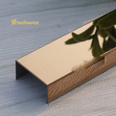 Good price PVD Rose Gold Coated Stainless Steel U Channel Tile Trim with 0.65mm Thickness and U15mm Width for Decorative Wall Applications online