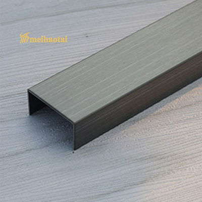 10mm Width PVD Black Hairline Surface Stainless Steel Tile Trim Metal Bullnose Border Edge Trim