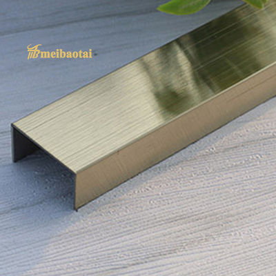 Champagne Gold Plating 304 Stainless Steel Tile Trim JIS Standard U Profile for Wall Decoration