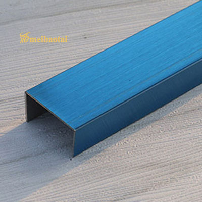 PVD Blue Coated Stainless Steel Tile Trim with 8mm Width and 0.85mm Thickness for Wall Decoration