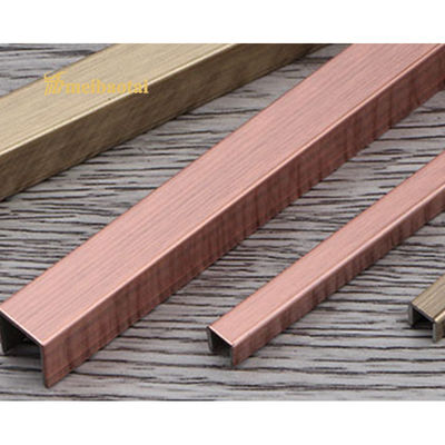 Rose Bronze Brushed 304 Stainless Steel U Shape Tile Trim in 2438mm/3048mm Length for Wall and Floor Protection