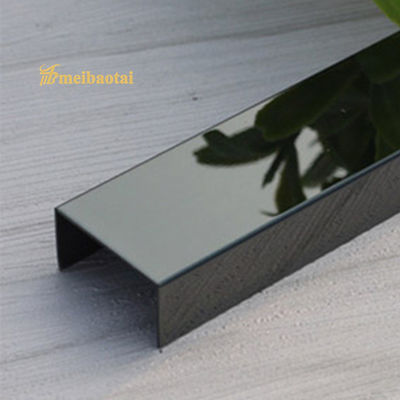 Good price PVD Black Coated 304 Stainless Steel U10 Tile Edge Trim for Wall and Floor Protection online