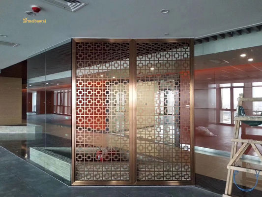 Good price Rose Gold Coated 8mm Thickness Stainless Steel Room Divider with Laser Cutting Technique online