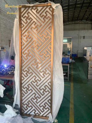 Good price Brown Color Customized Size 201 Stainless Steel Room Divider Metal Decorative Screen online
