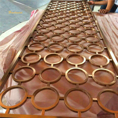 Good price 3048mm HRB100 Rose Color Hairline Stainless Steel Room Divider and Decorative Metal Screen online