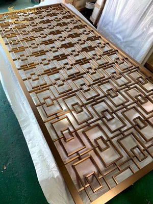 3048mm HRB100 Rose Color Hairline Stainless Steel Room Divider and Decorative Metal Screen