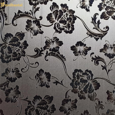 1.2 Mm Etched Stainless Steel Sheet Flower Pattern With Laser PVC Film