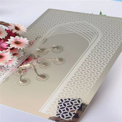 Good price 304 Grade Mirror Finish Etched Stainless Steel Sheet 1219x2438mm for Elevator Decoration online