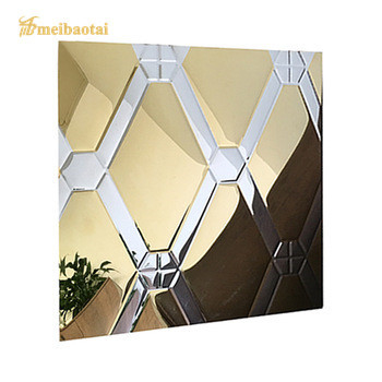 8ft Embossed Stainless Steel Sheet , Stamped Rhombus Ss Gold Mirror Sheet