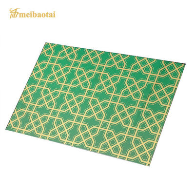 Good price EN Standard Etched Stainless Steel Sheet with Green Black Plating 1219x3048mm Size and 70 Micron PVC Film online