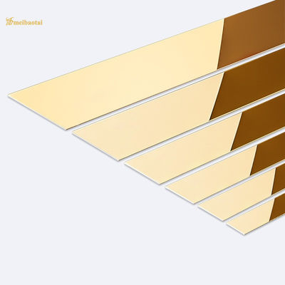 Good price 0.55mm Thickness SS304 Mirror Stainless Steel Tile Trim with Gold PVD Coating for Wall and Floor Edging online