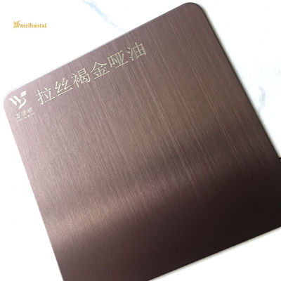 Anti Finger Print Brown Gold Hairline Stainless Steel Sheet 0.65mm Thickness SS Decorative Plate