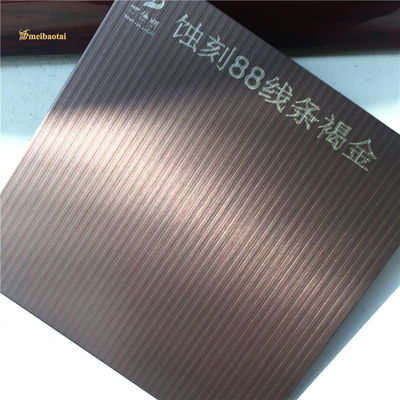 Good price Grade 304 Brown Gold No.88 Line Pattern Double PVC Film Etched Stainless Steel Sheet for Decoration online